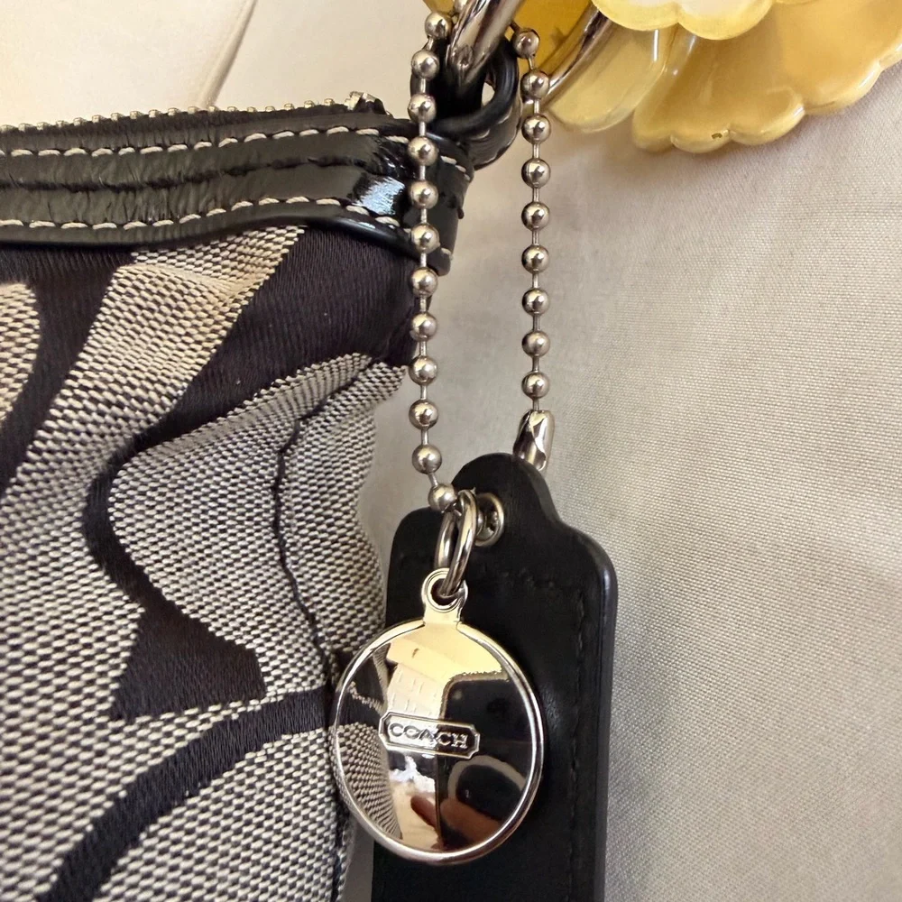 Coach Black & Gray Signature Canvas Shoulder Bag - Picture 7 of 8